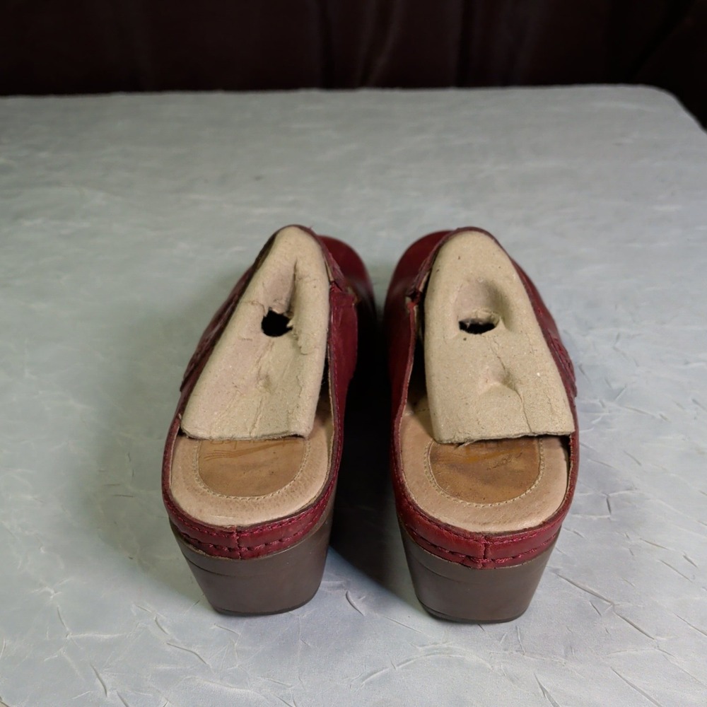 Dansko Mary Jane Clogs Womens Size US 6.5 EU 37 Burgundy Red Leather Shoes Boho - Picture 4 of 8